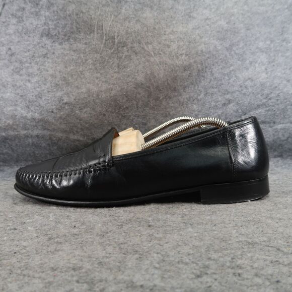 Adolfo Shoes Mens 9.5 Penny Loafer Slip On Moc Toe Leather Classic Leather Black main image 9